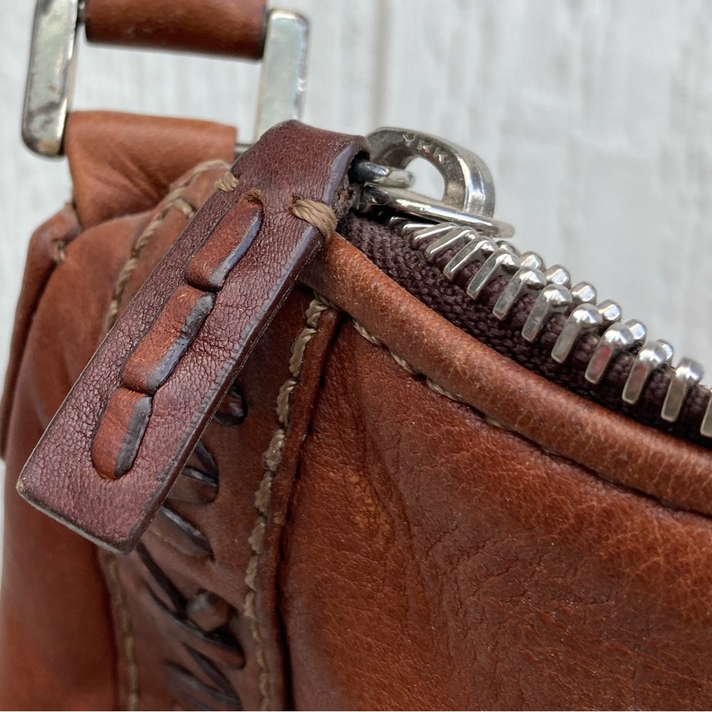 Vintage Michael Kors Brown Braided Leather Logo Unique Handbag Purse - Picture 6 of 7